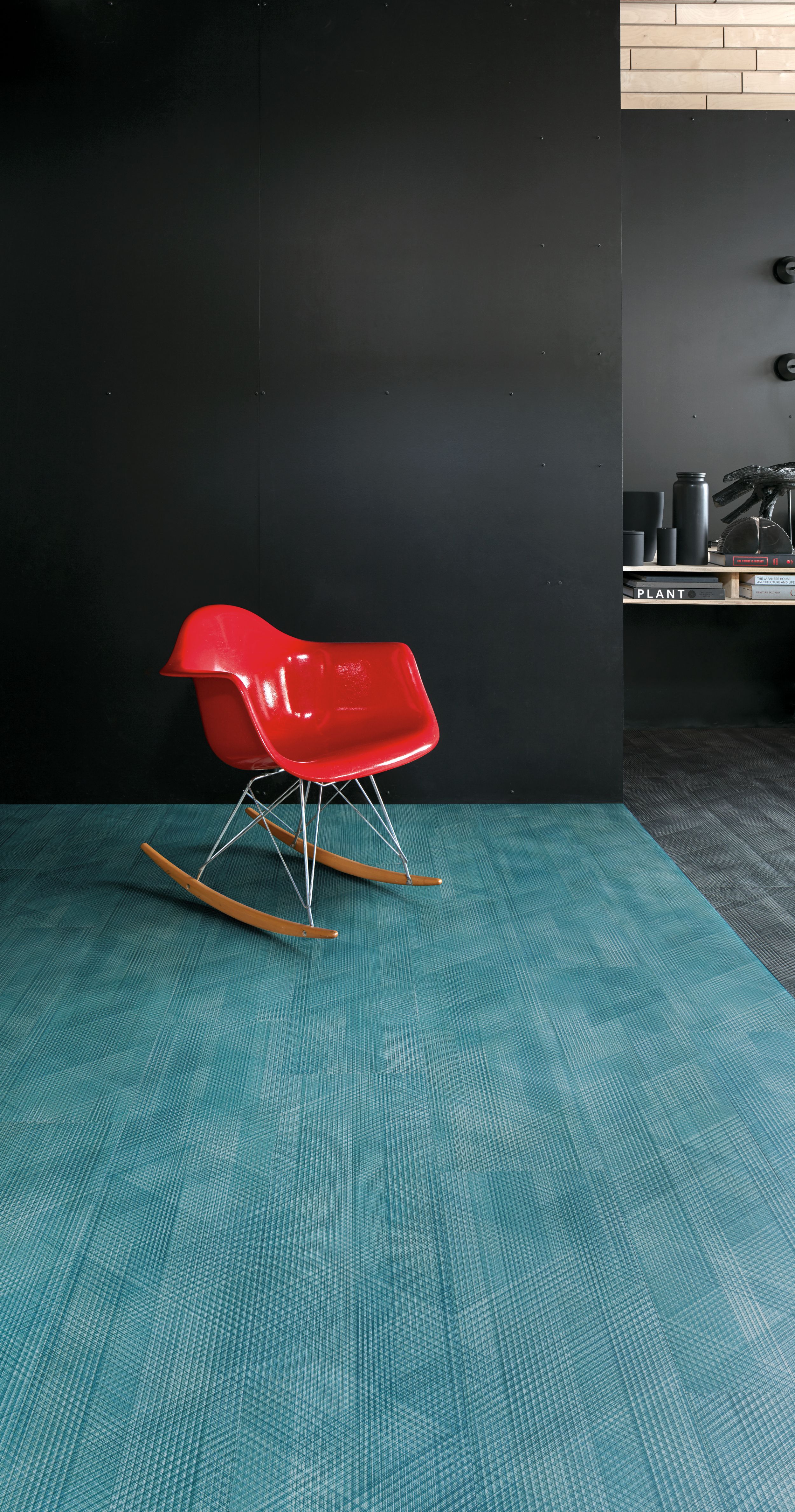 Interface Drawn Lines LVT in common area with red rocking chair  número de imagen 8